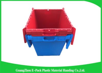China Solid Moving Plastic Attached Lid Containers , 50kgs Security Plastic Bins With Lids for sale