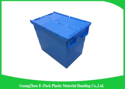 China Plástico empilhável movente resistente Tote Boxes With Hinged Lids à venda