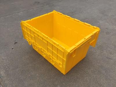 China Yellow Plastic Storage Bins Attached Lids Stacked For Transportation for sale