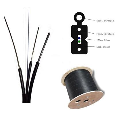 China Plywood Drum FTTH Drop Fiber Optic Cable Singlemode KFRP Strength Member for sale
