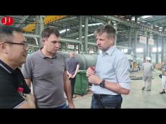 Russian customers visit the processing workshop