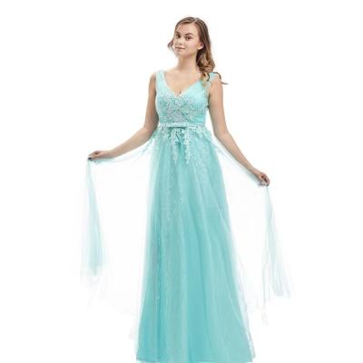 China Green Lady Formal Dress Sleeveless Zipper Closure Evening Dress for sale