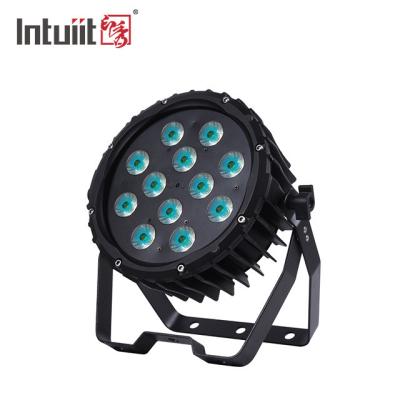 China DMX512 12 LED RGBWA-UV Six color Best Color mixing LED par can stage light for sale