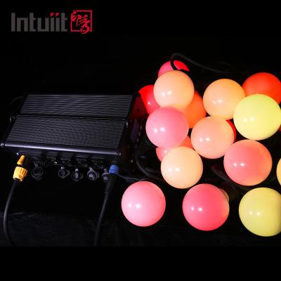 China cor solar exterior da sincronização da música de luzes da corda 240V que muda a lâmpada elástico da decoração IP54 à venda
