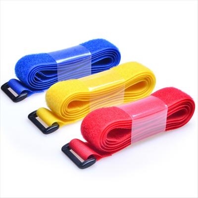 China 20mm Nylon Hook And Loop Velcro Luggage Straps With Plastic Buckle for sale