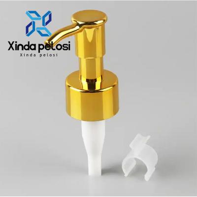China Gold Smooth Screw Lock Metal Bathroom Lotion Pump Cosmetic Shower Gel Dispensing Pumps for sale