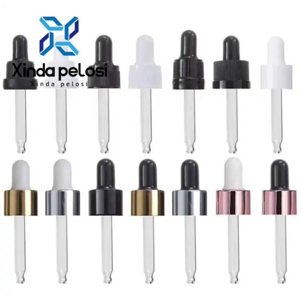 Quality Cosmetic Bottle Caps Jars Dropper Smooth Wall Glass Tube Dropper Caps For for sale