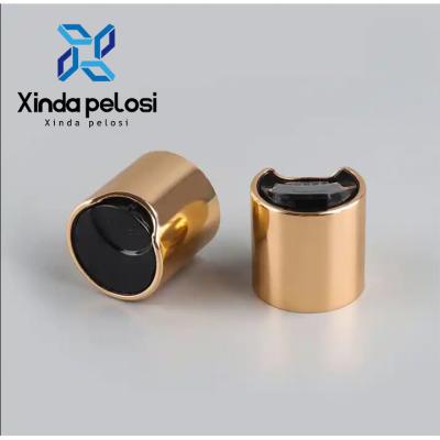 China 28 410 20 410 24 410 Aluminum Plastic Black Gold Disc Top Cap For Cosmetic Packaging for sale