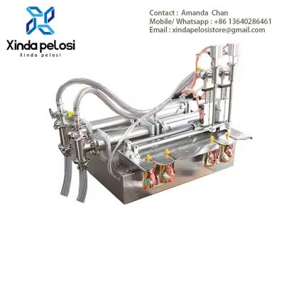 China Pneumatic Liquid Double Heads Filling Machine Horizontal Piston Filling Machine For Sale for sale