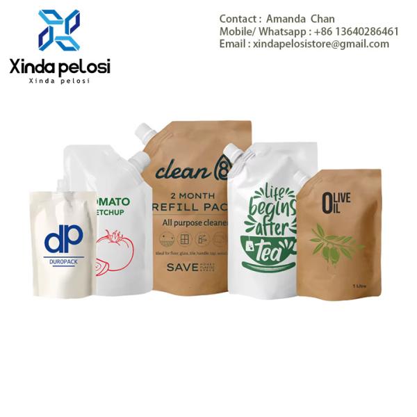 Quality Waterproof Recyclable Refillable Liquid Shampoo Stand Up Packaging Kraft Paper for sale