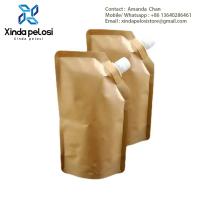 Quality Waterproof Recyclable Refillable Liquid Shampoo Stand Up Packaging Kraft Paper Pouch With Spout for sale