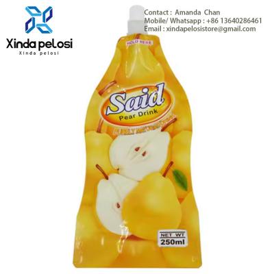 Cina Food Grade Custom Juice Packaging Material Plastic Self-Supporting Stand Up Pouch Bags With Plastic Nozzle in vendita