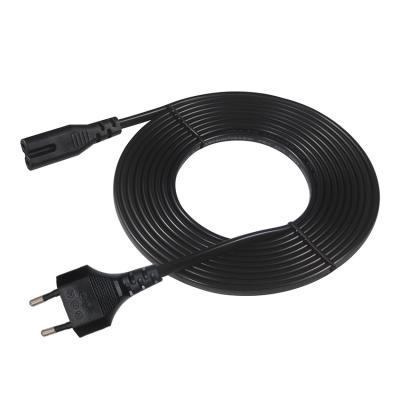 China VDE Approved Electric Power Cord For Laptop With EU 2PIN Plug And IEC C7 C8 for sale