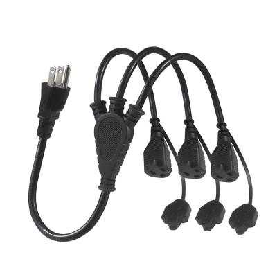 China USA Certificate 6Ft 3 Pin Plug 515P To 3 Way Nema 515R Ac Extension Cord Three Prong Outlet Splitter for sale