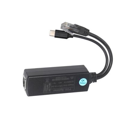 China IEEE802.3af RJ45 TYPE-C Cable 12v 24v 48v POE Splitter Power Over Ethernet Adapter for sale
