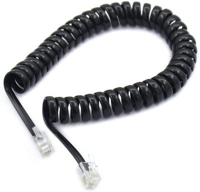 China Shielded 9FT RJ9 RJ11 RJ12 Coiled Telephone Line Cable 6P6P 6P4C 4P4C 4P2C for sale