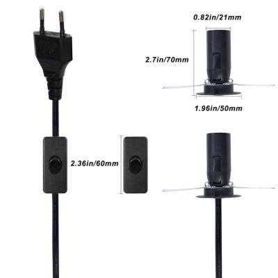 China Cable de alimentación para lámpara de sal de 3 a 6 pies con porta lámpara E12 E14 E26 E27 y interruptor de encendido/apagado en venta