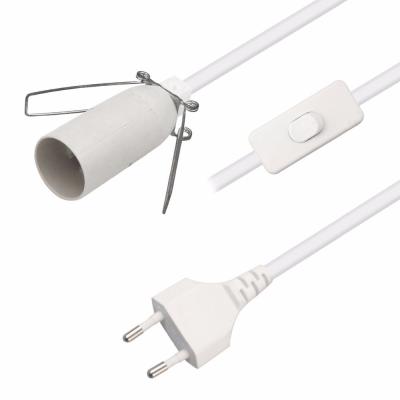 Chine 6ft européen 2 broches câble d'extension de courant alternatif E12 ensemble avec câble et prise de lampe Edison à vendre