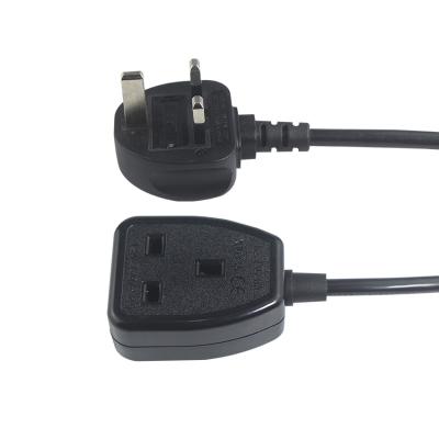 China 0.75M Male To Female Kettle Lead Three Phase Power Cord For UK Power Supply for sale