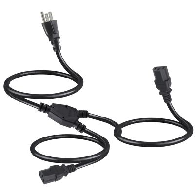 China 2 Outlets Y Splitter Computer Power Cord with Standard Nema 515P AC Plug and C13 Inlet for sale