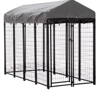 China 1.5x2M Powder Coated Black Metal Dog Kennel , Welded Wire Fence Dog Kennel for sale