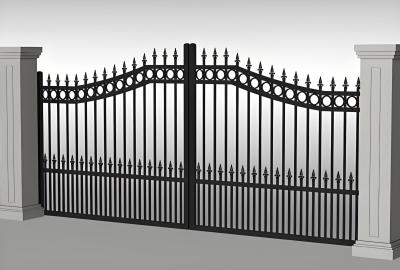 China Outdoor Tubular Driveway Gates 12FT Spear Top Black Aluminum Sliding Gate for sale
