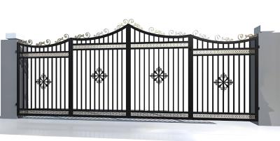 China 20FT 18FT High Black Steel Tubular Fence Gate Black Wrought Iron Fence Gates for sale