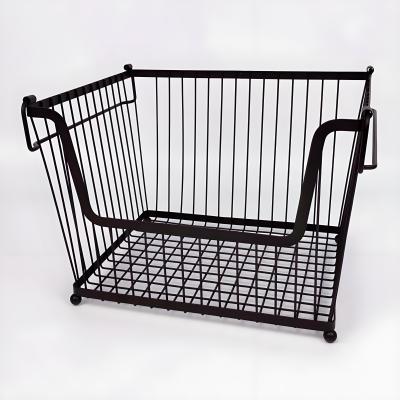 China Black Wire Mesh Baskets Pantry Storage Metal Wire Fruit Basket for sale