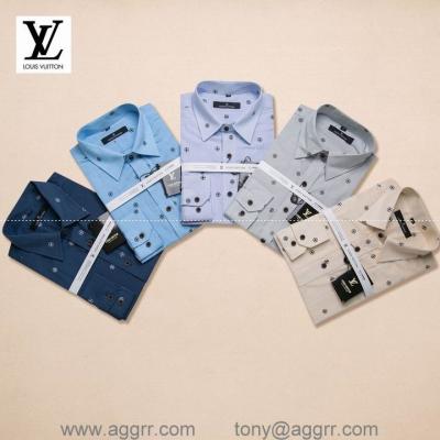China LV men plaid shirts ,printing shirts ,long sleeve shirt, brand shirts for sale