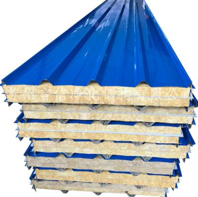 China 50k100mm Rockwool Roof Sandwich Panel Fireproof Glass Wool for sale