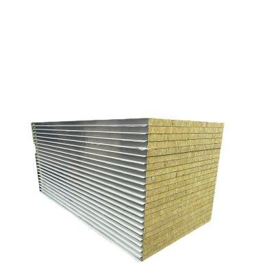 China Walls Roofs Rock Wool Sandwich Panel 50-70kg/M3 Rockwool Sound Insulation Panels for sale