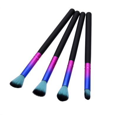 China Synthetic Rainbow Makeup Brush Set Plastic Handle Eyeshadow Blending Brush for sale