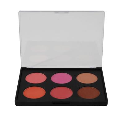 China Professional Pink Blush Makeup 6 Colors Palette Matte And Shimmer Logo Custom for sale