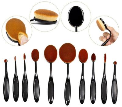 China Cosmetics Full Makeup Brush Set , 10 Piece Oval Toothbrush Makeup Brushes for sale