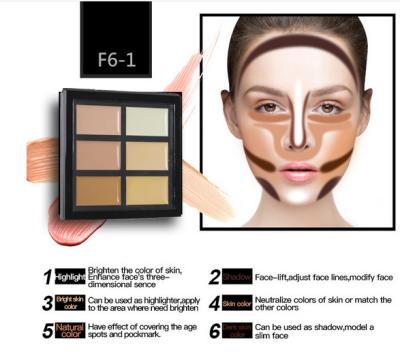 China Color caliente de la crema de cara de la paleta del contorno del maquillaje de la venta del OEM 6 que corrige lápiz corrector en venta