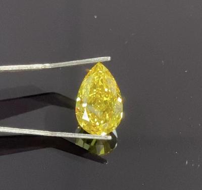China Pear Brilliant Cut HPHT CVD Lab Created Yellow Diamond 1-1.3ct for sale