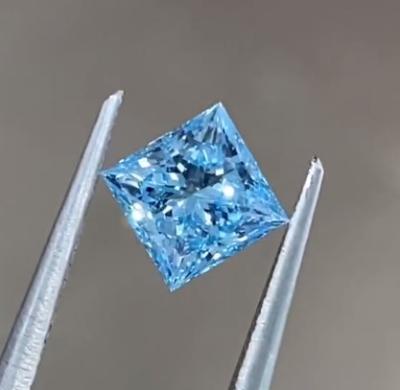 China 1.0ct-2.0ct Lab Grown Blue Diamonds Princess Cut Loose Diamond 10 Mohs for sale