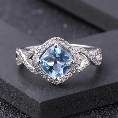China Cushion Lab Diamond Jewelry Lab Created Blue Diamond Engagement Rings for sale