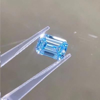 China ZKZ Diamonds 10 Mohs Blue Emerald Cut Lab Grown CVD Diamond 1-1.6ct for sale