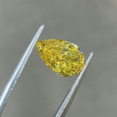 China 1.3ct-1.99ct HPHT Pear Loose Lab Created Yellow Diamond With IGI Certification for sale
