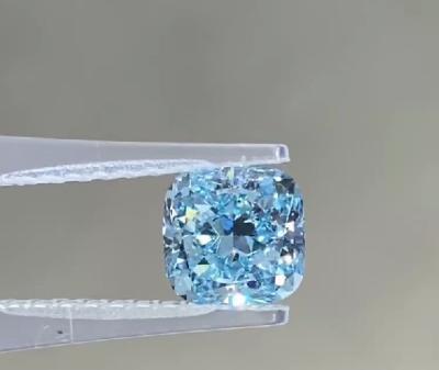 China Large Size Vivid Synthetic CVD Lab Grown Blue Diamonds 5.3ct Cushion Cut for sale