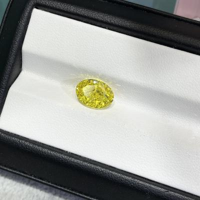 China VS-VVS Lab Created Yellow Diamond 2 Carat Oval Loose Diamond For Jewelry for sale