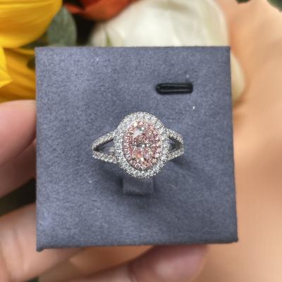 China Certified Lab Diamond Jewelry Pink Oval Diamond Custom-Made Fancy Diamond Ring for sale