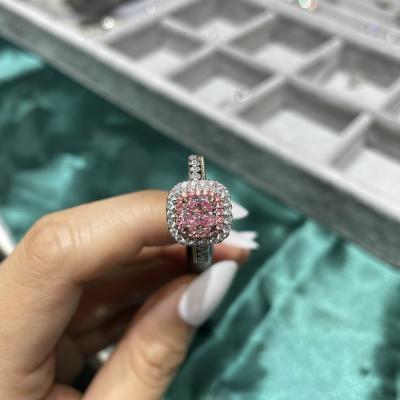 China ZKZ Diamonds 1ct Lab Created Pink Diamond Engagement Rings Cushion Cut for sale