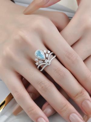 Китай ювелирных изделий диаманта лаборатории золота 18K обручальное кольцо отрезка груши голубых превосходное продается