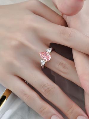 China 2.43ct Lab Diamond Jewelry Pink Pear Shaped Diamond Ring VS2-VVS1 for sale