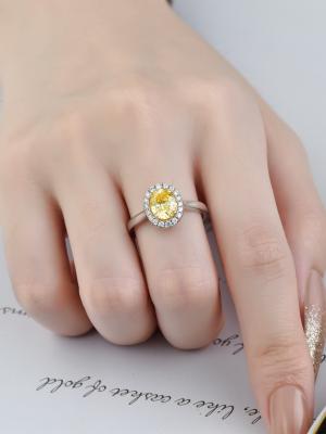 China High Clarity Fancy Diamond Rings Yellow Oval Cut Lab Diamond Wedding Ring Engagement Ring for sale
