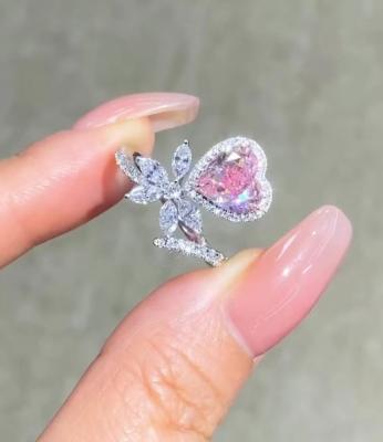 China Heart Cut Lab Grown Jewelry Pink Diamond Engagement Ring For Wedding for sale