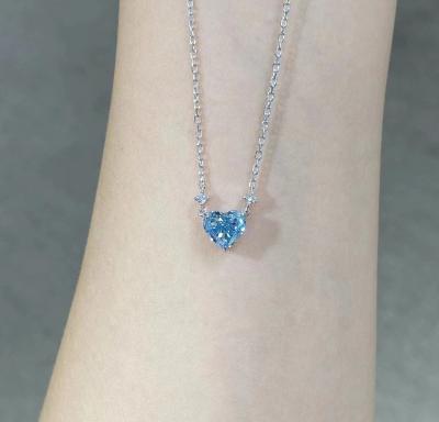 China 1.51ct laboratório criado CVD sintético coração azul corte de diamante pingente 18k ouro branco à venda