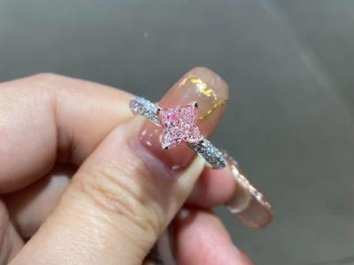 China 18k White Gold Lab Created Diamond Ring IGI Certified 1.06ct Fancy Pink Flower Shape for sale